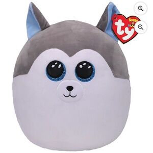 Ty Squish-a-boos Plush Husky with Gray and White Fur #1034